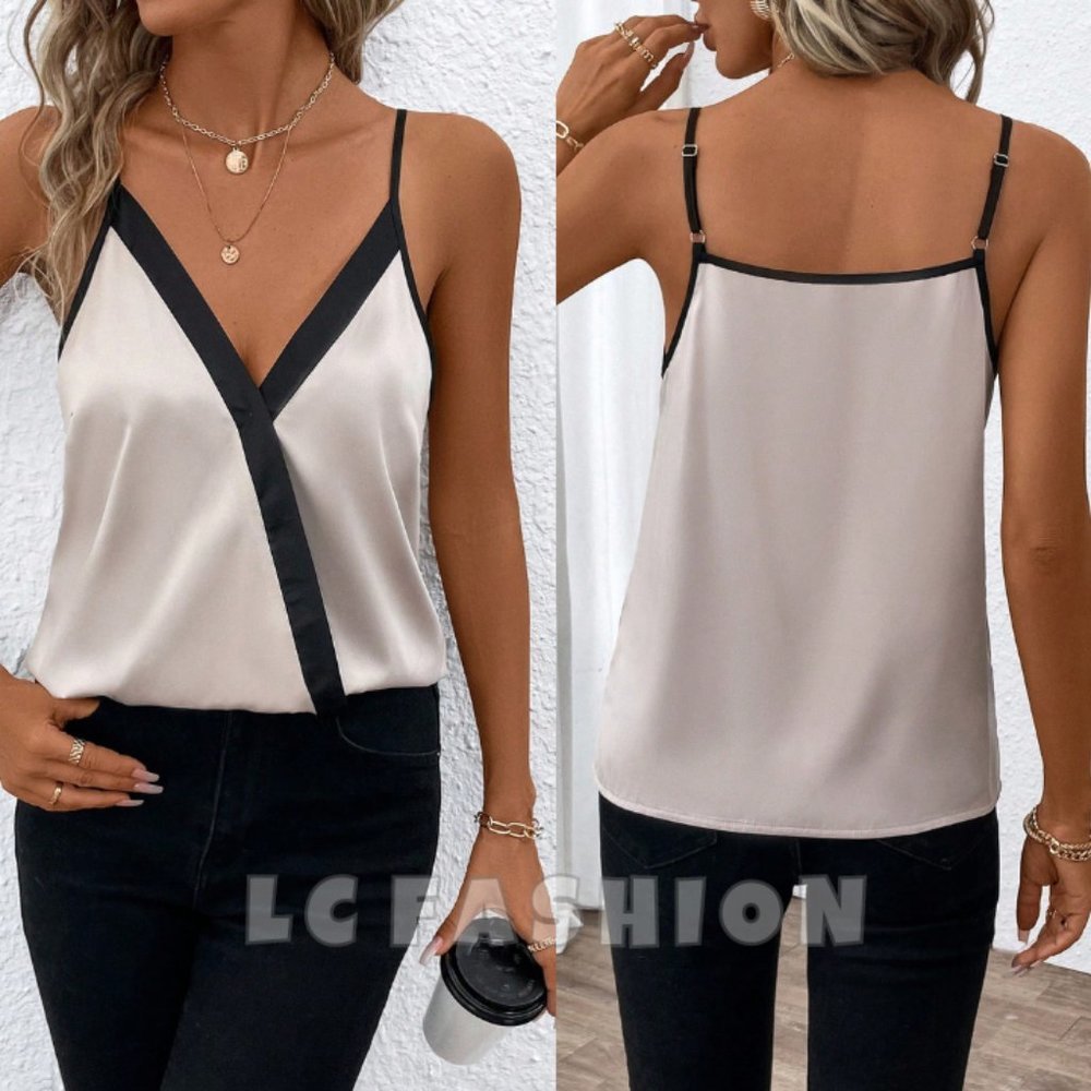 Elegant Black and Cream Camisole Top